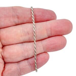 Estate Sterling Silver 925 2.1mm Rope Bracelet 7.25"